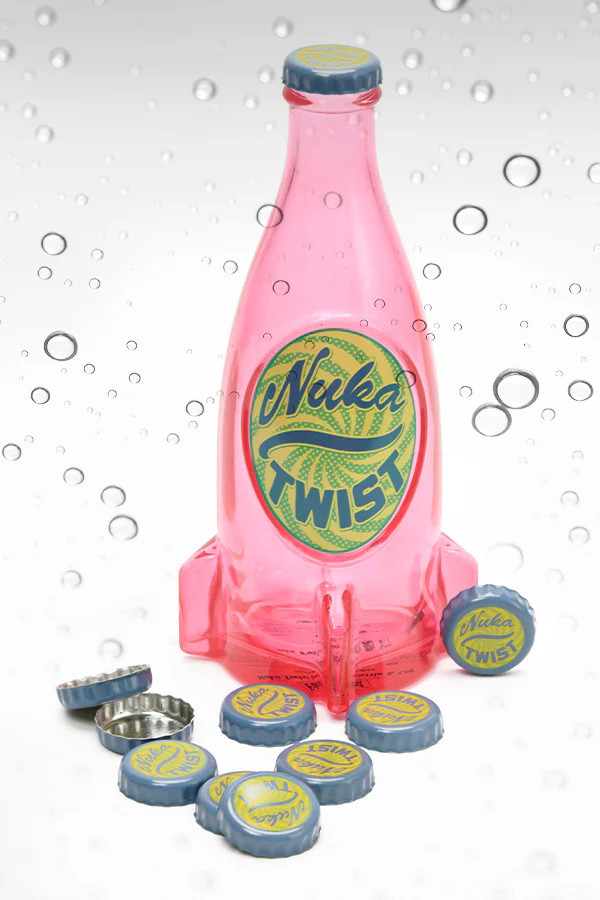 Fallout Nuka Twist Glass Bottle & Caps - Pink