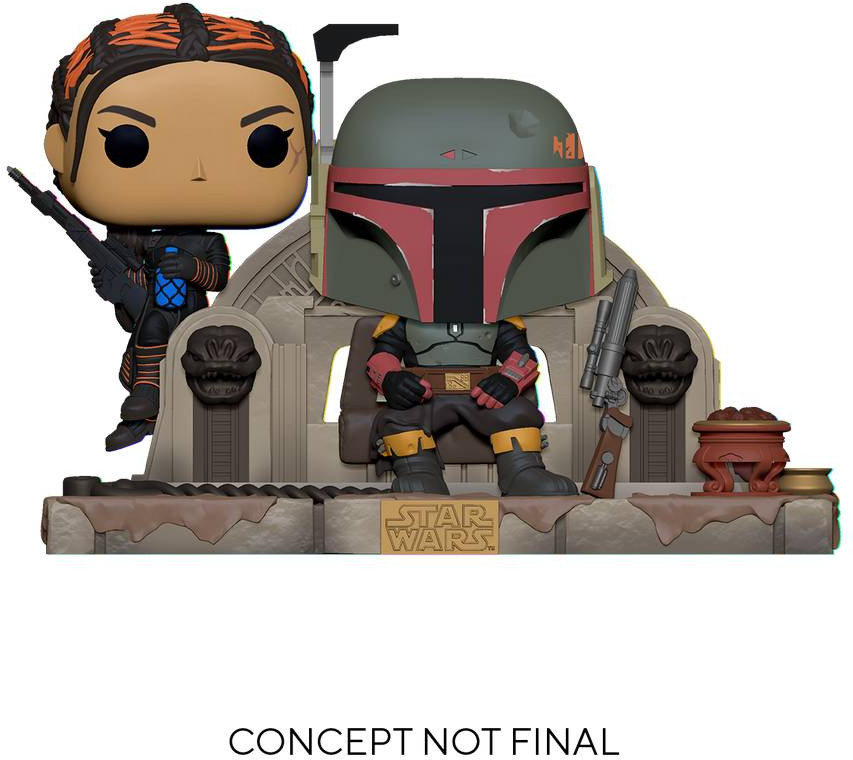 Star Wars the Mandalorian Funko Pop Vinyl: Boba Fett and Fennec Shand on Throne