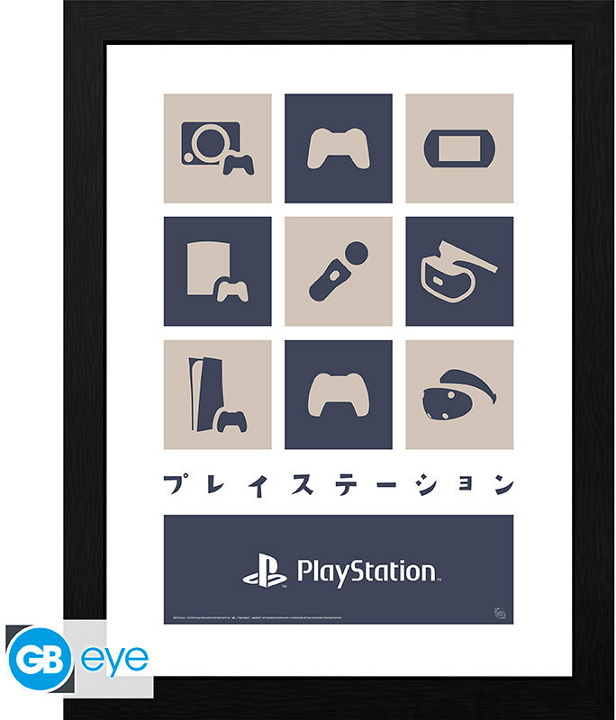 Playstation Framed Print - Hardware (30x40cm)