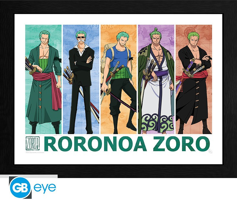 One Piece Framed Print - Pirate Hunter Zoro (30x40cm)