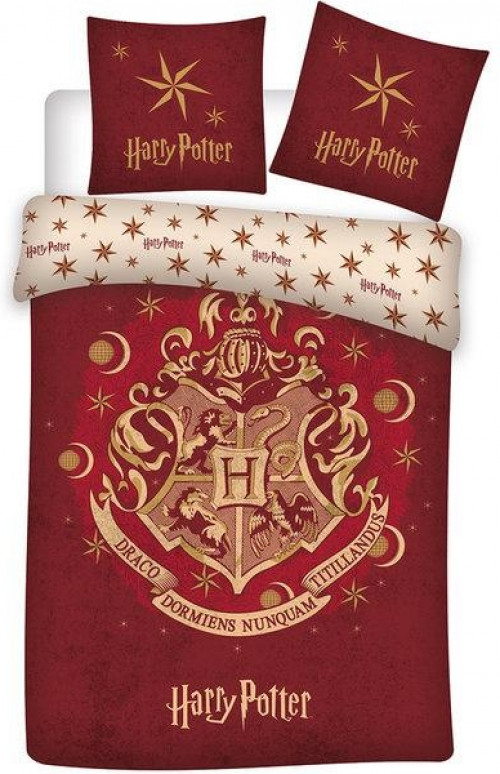 Harry Potter - Hogwarts Red 1 Persoons Dekbedovertrek (140cm x 200cm)
