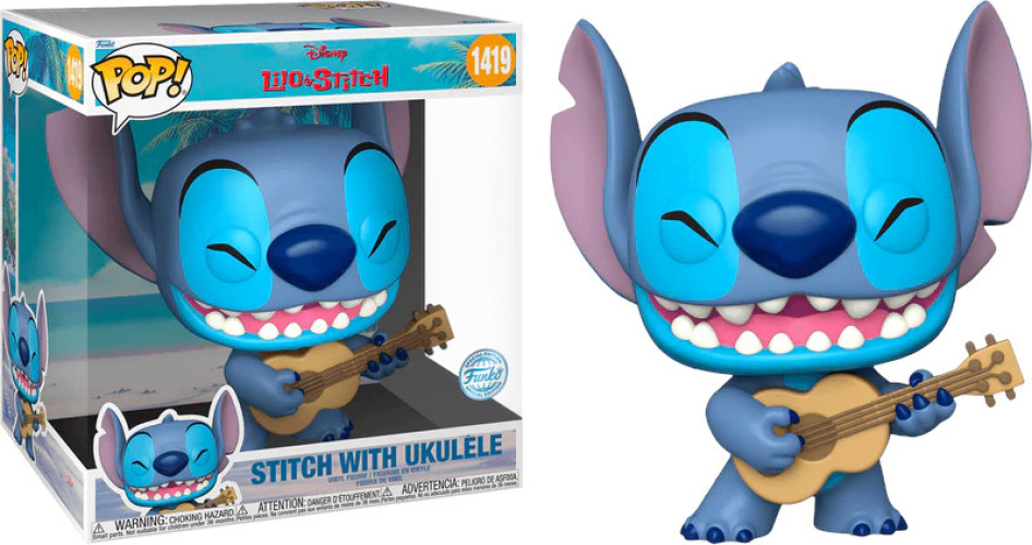 Disney Lilo & Stitch Jumbo Funko Pop Vinyl: Stitch with Ukulele (Special Edition)