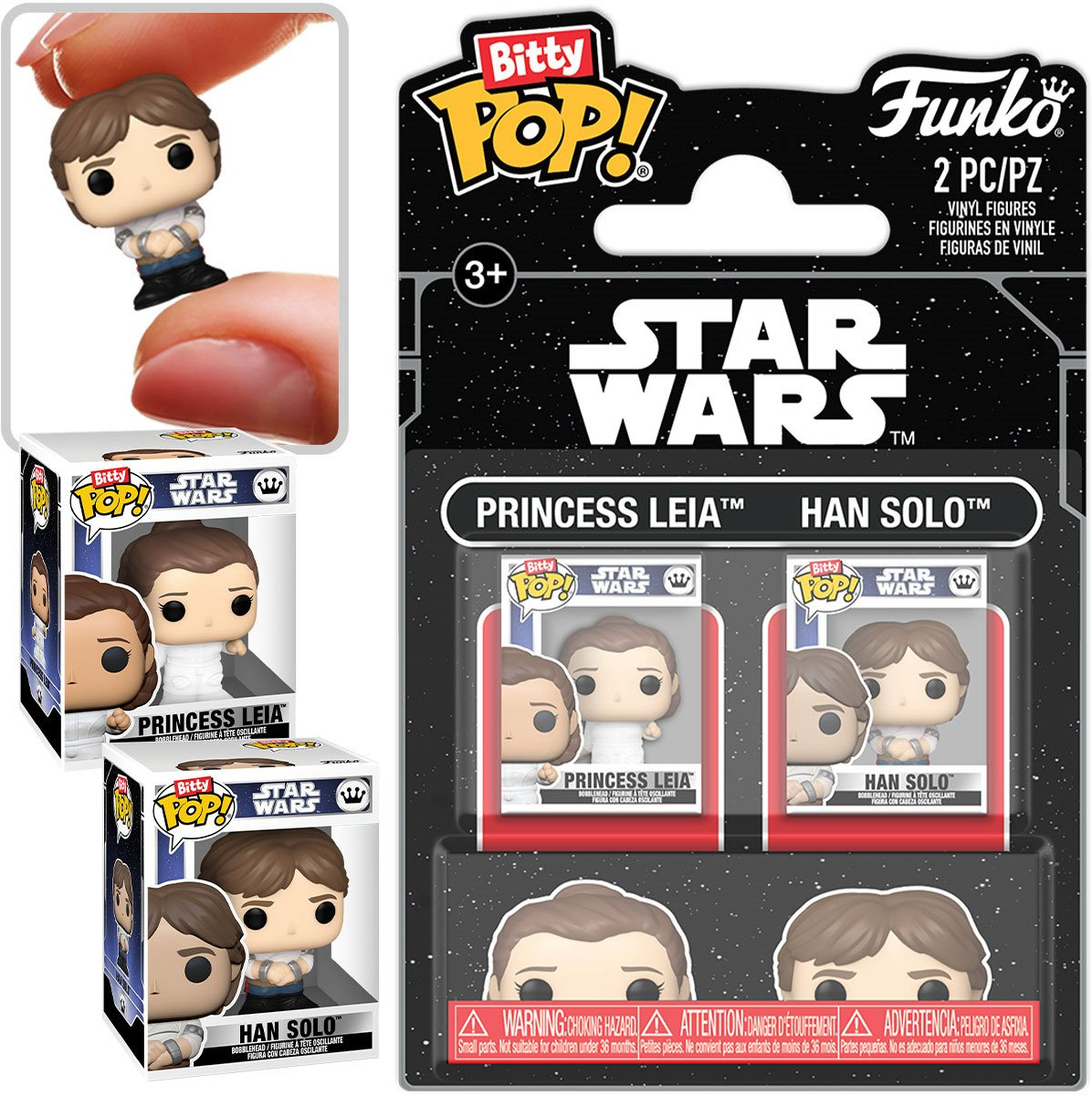 Star Wars Funko Bitty Pop! 2-Pack: Princess Leia & Han Solo