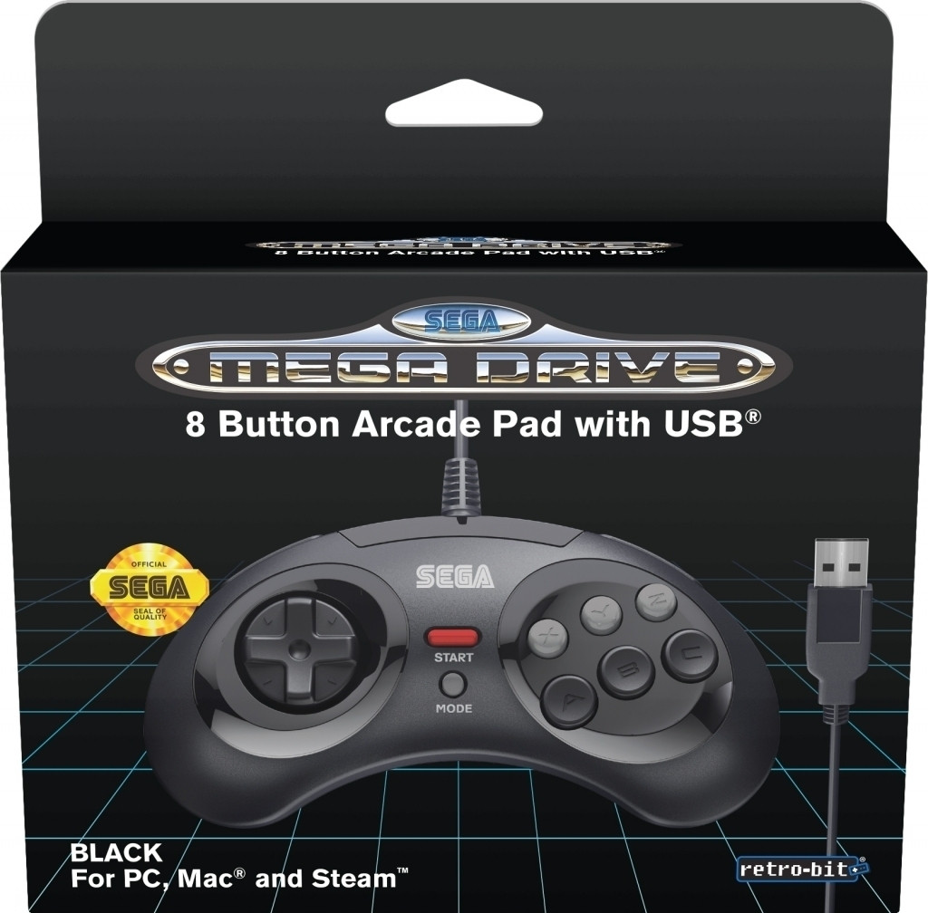 Retro-Bit - SEGA Mega Drive 8-Button USB Controller (Black)
