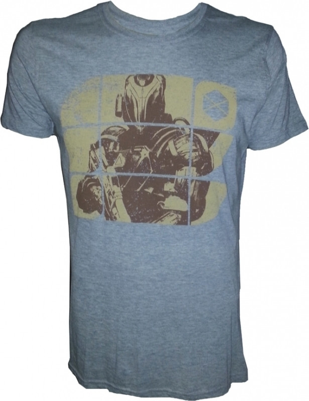 Destiny Grey Melange Yellow Print T-Shirt