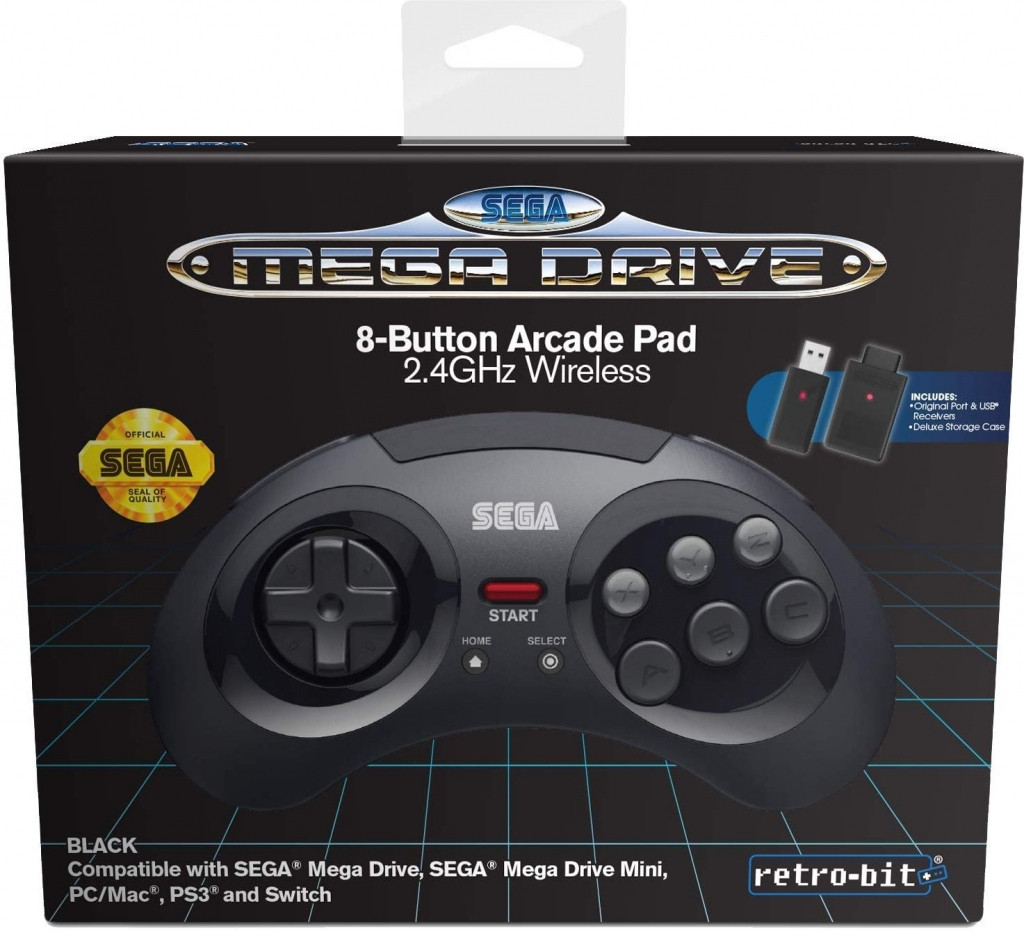 Retro-Bit SEGA Mega Drive 8-Button 2.4G Wireless Controller (Black)