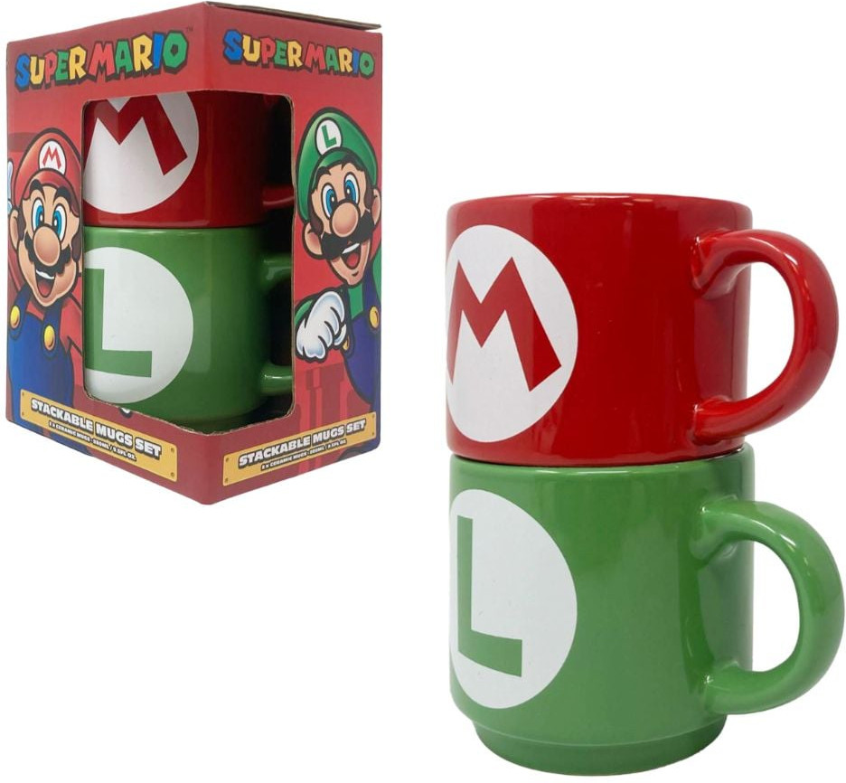 Super Mario Mug - Stackable Mug Set (Mario & Luigi)