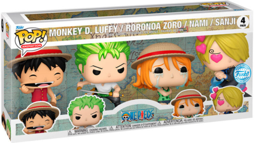 One Piece Funko Pop Vinyl 4-Pack: Monkey D. Luffy, Roronoa Zoro, Nami, Sanji (Special Edition)