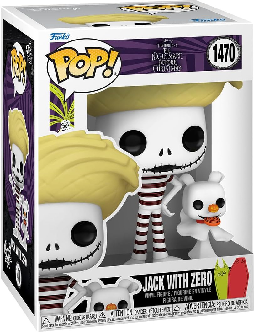 Disney Nightmare Before Christmas Funko Pop Vinyl: Jack with Zero