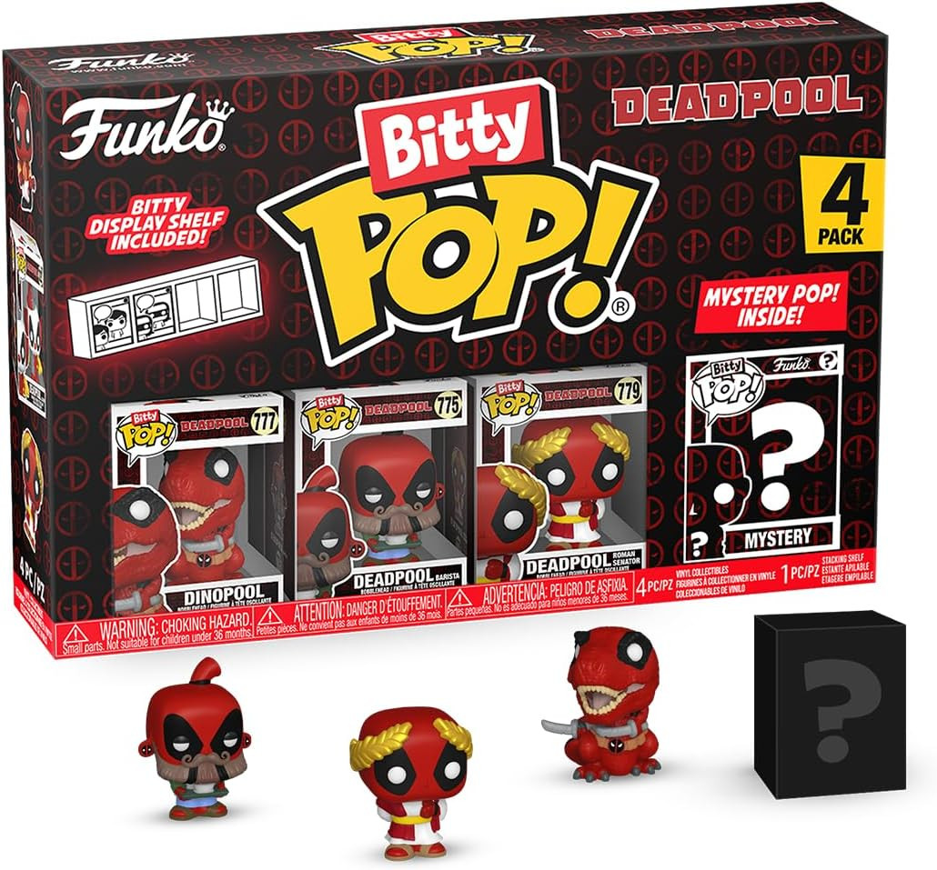 Deadpool Funko Bitty Pop! 4-Pack: Dinopool / Deadpool (Barista) / Deadpool (Roman Senator)
