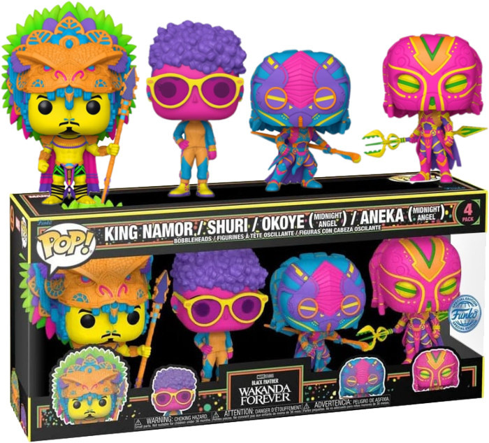 Black Panther: Wakanda Forever Funko Vinyl 4-Pack: King Namor / Shuri / Okoye (Midnight Angel) / Aneka (Midnight Angel) (Blackli