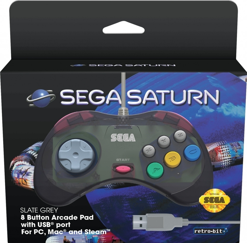 Retro-Bit – SEGA Saturn USB Controller (Slate Grey)