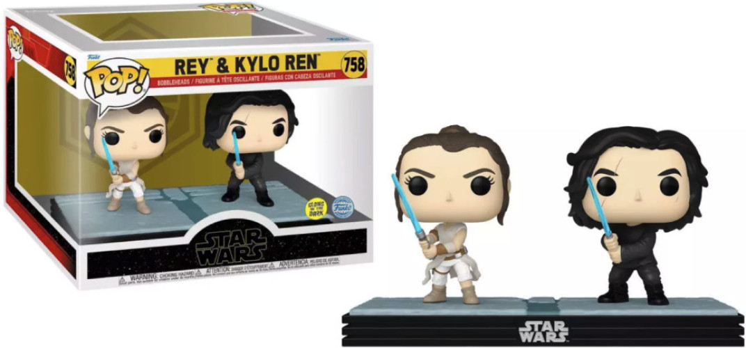 Star Wars Moments Funko Pop Vinyl: Rey & Kylo Ren 2-Pack (Glow in the Dark)