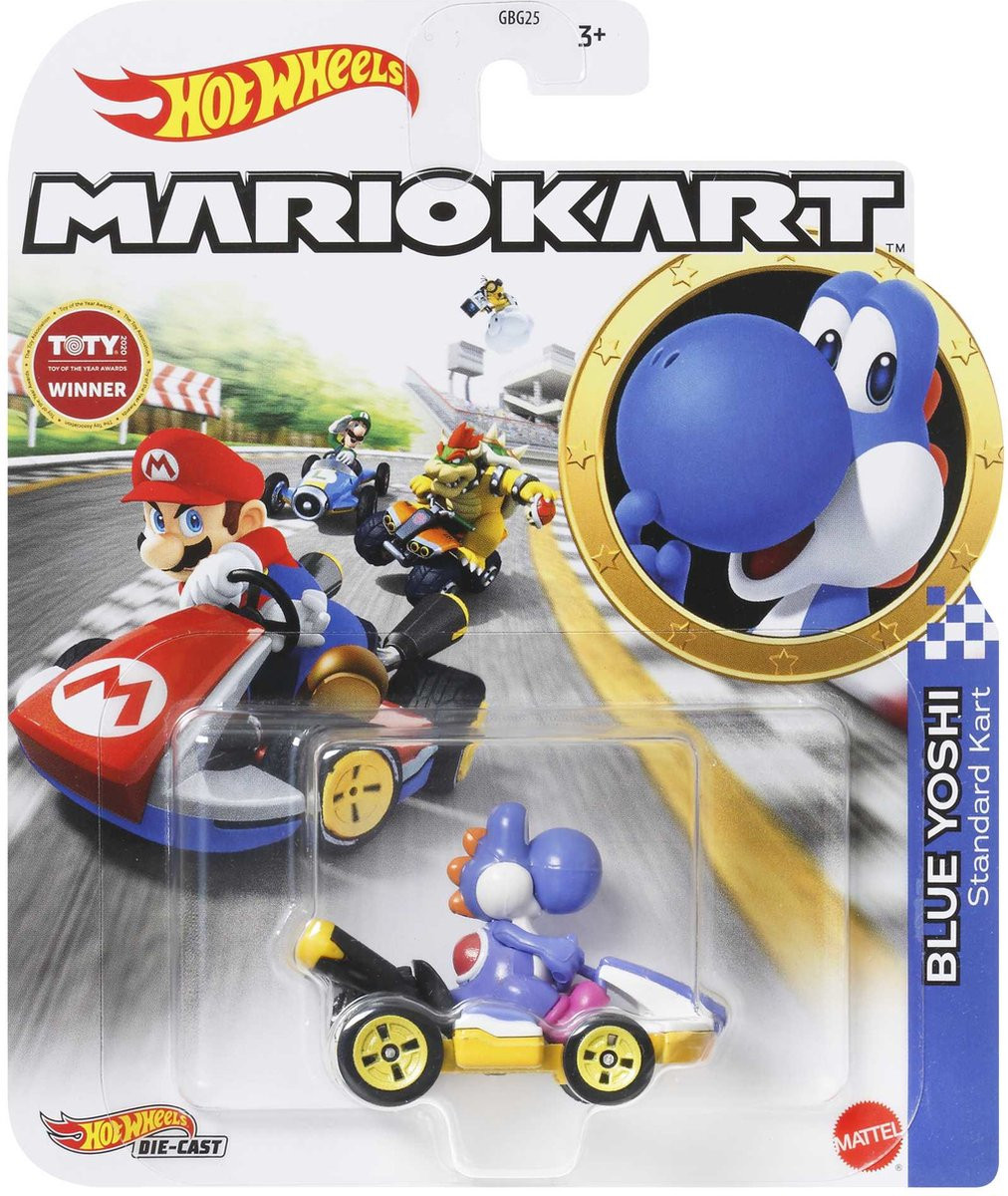 Hot Wheels Mario Kart - Blue Yoshi Standard Kart