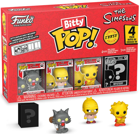 The Simpsons Funko Bitty Pop! 4-Pack: Scratchy / Grampa Simpson / Lisa Simpson / Chase Figuur