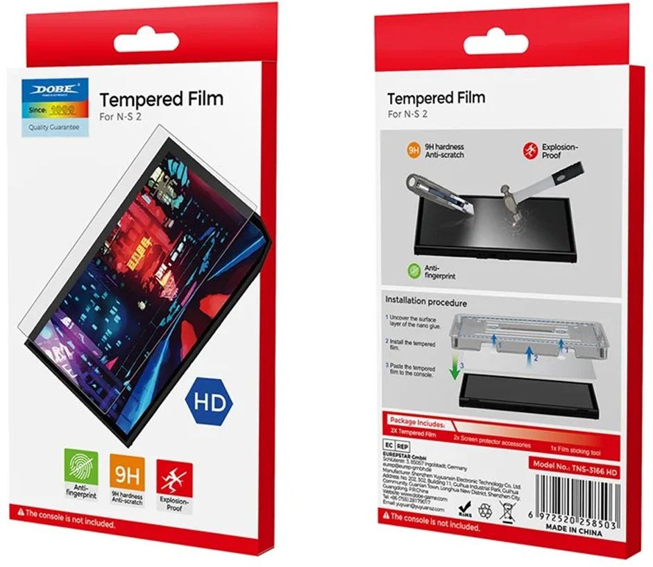 Dobe Switch 2 Tempered Glass Screenprotector (2 Pack)