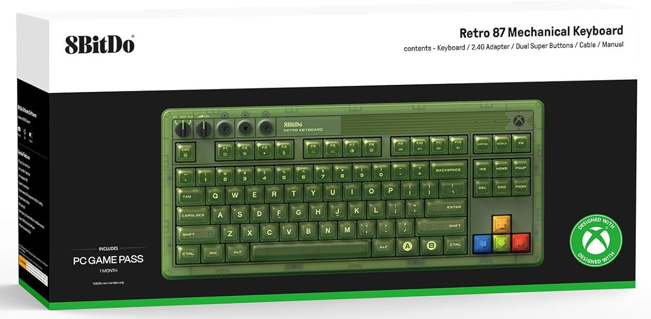 8BitDo Retro 87 Mechanical Keyboard – Xbox Edition