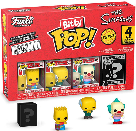 The Simpsons Funko Bitty Pop! 4-Pack: Bart Simpson / Mr. Burns / Krusty the Clown / Chase Figuur