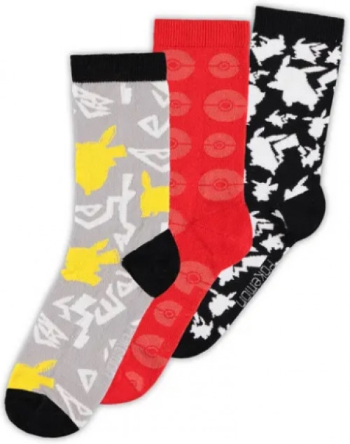 Pokémon – Crew Socks 3-Pack (Pikachu & Pokeballs)