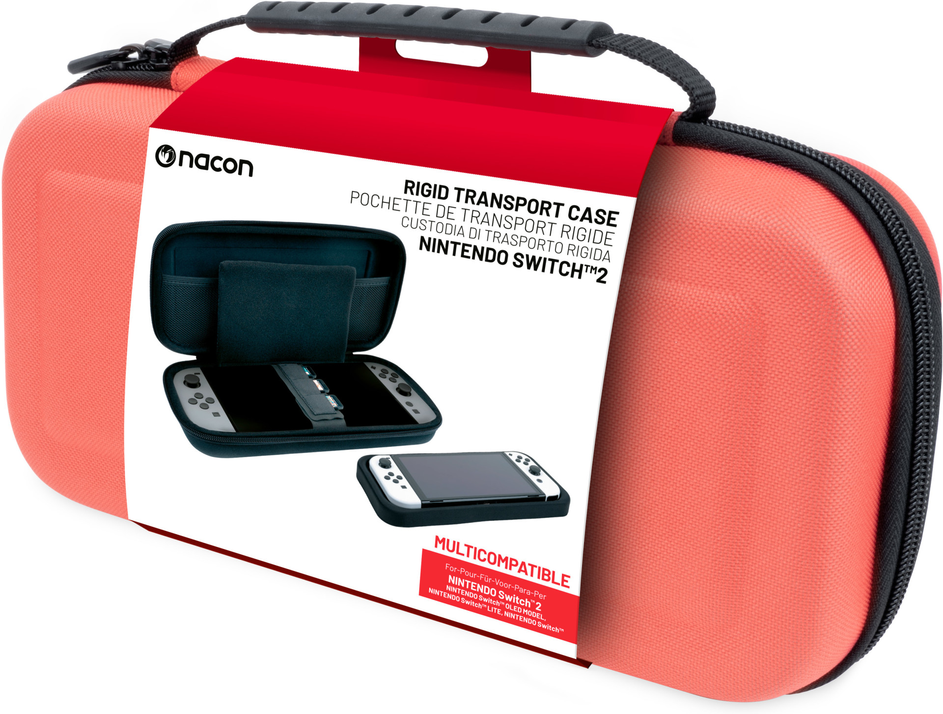 Nacon Switch 2 Rigid Transport Case (Pastel Red)