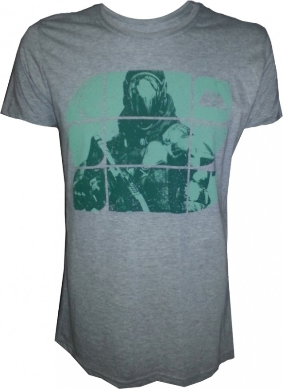Destiny Grey Melange Green Print T-Shirt