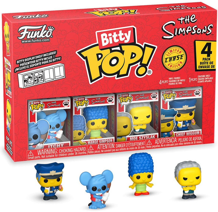 The Simpsons Funko Bitty Pop! 4-Pack: Itchy / Marge Simpson / Moe Szyslak / Chase Figuur