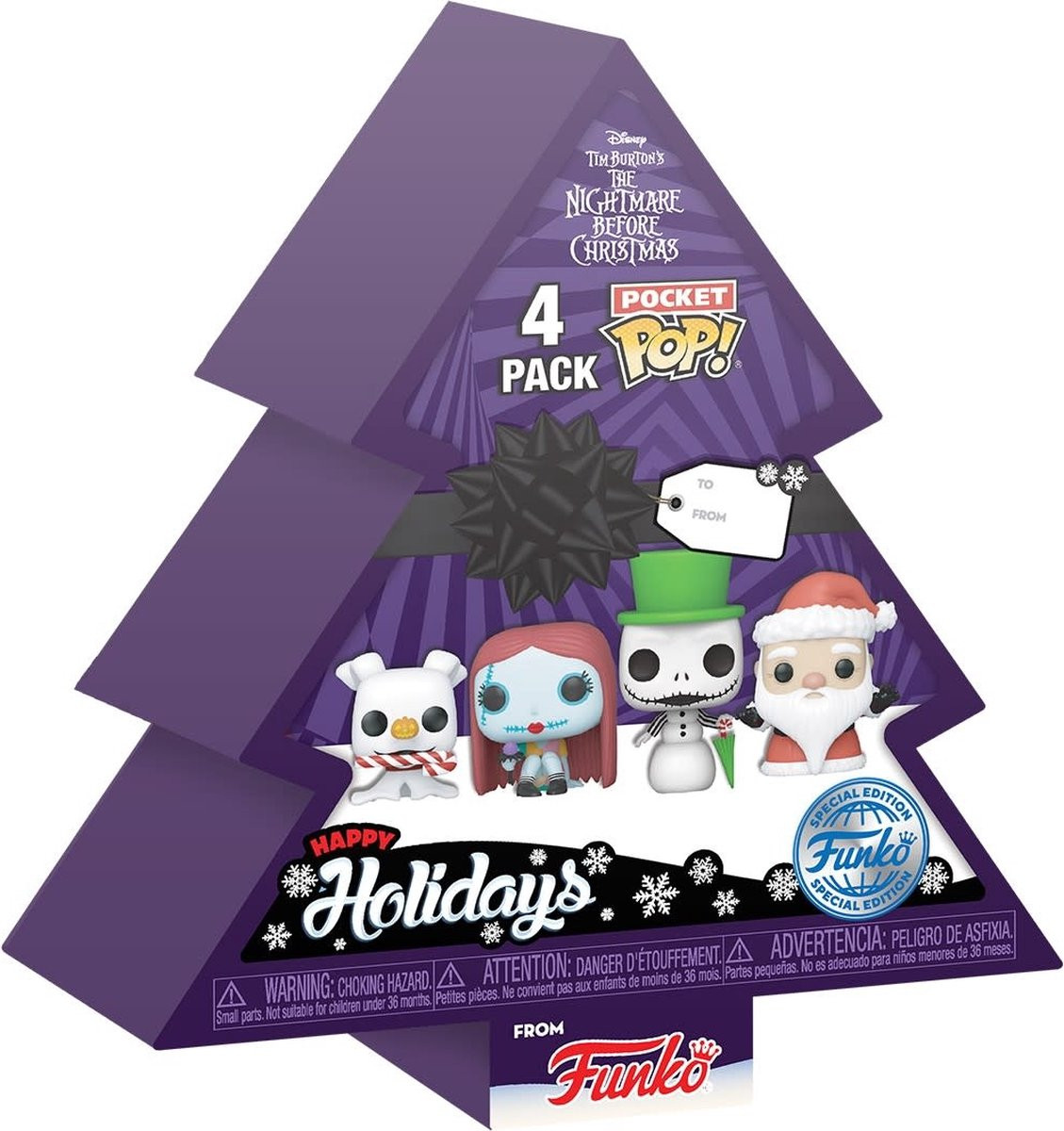 The Nightmare Before Christmas Pocket Pop Holiday Tree 4-Pack – Zero, Sally, Snowman Jack, Sandy Claws